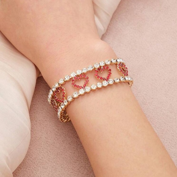 Cubic Zirconia Heart Tennis Bracelet - Picture 3 of 8